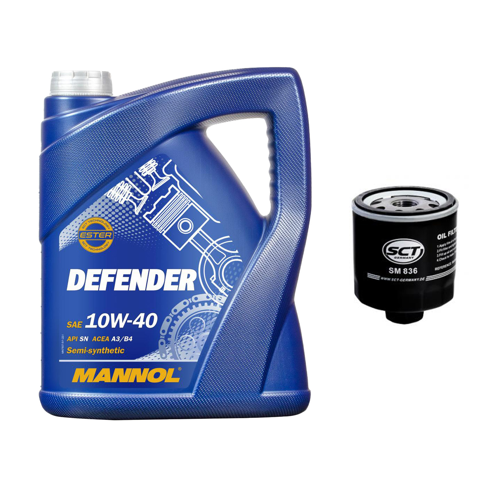 Inspektionskit MANNOL Defender 10W-40 für Audi A1 1.4 Tfsi Sportback A3 1.2