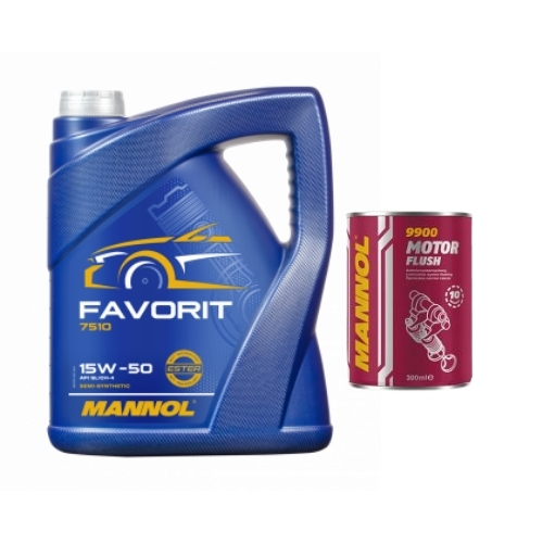 1x5 Liter MANNOL Favorit 15W-50 API SL CH-4 Motoröl 15W50 1x Motor Flush