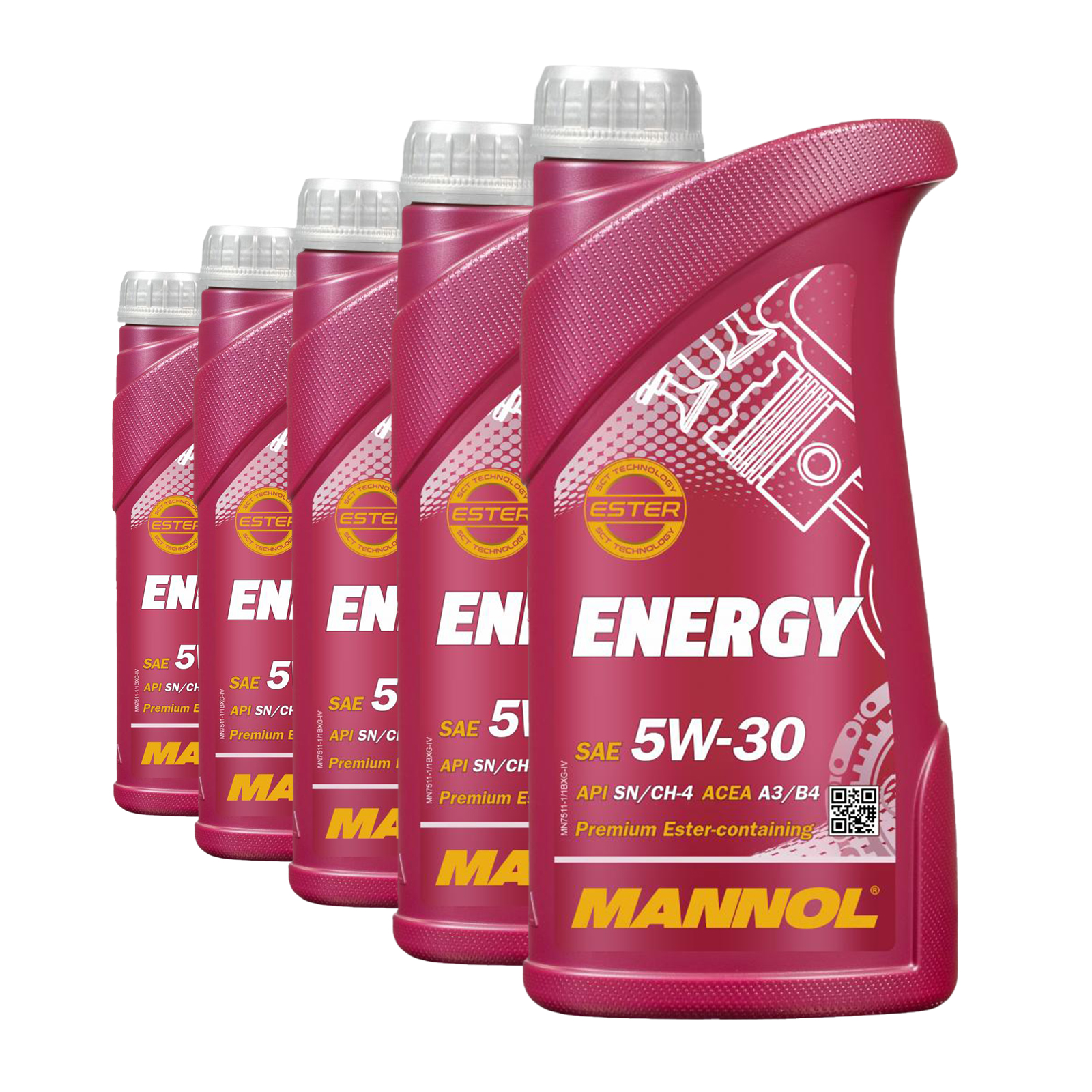 5 Liter (5x1) MANNOL Energy 5W-30 7511 API SN/CH-4 MB 229.3 VW 502.00 Motoröl 