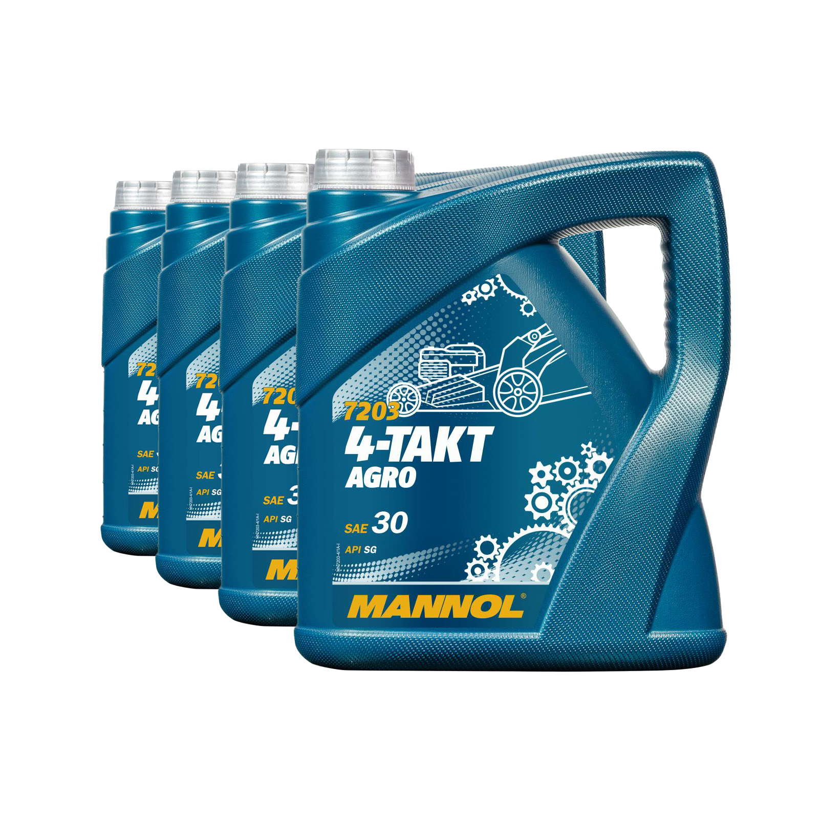 16 Liter (4x4) MANNOL 4-Takt Agro 7203 SAE 30 API SL Motoröl für Gartengeräte 