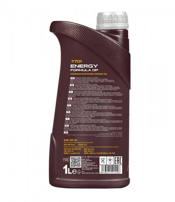 3 Liter (3x1) MANNOL Energy Formula OP 7701 5W-30 API SN Plus Motoröl