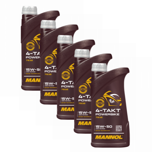 5 Liter (5x1) MANNOL 4-Takt Powerbike 15W-50 7832 Motorradöl API SN JASO MA/MA2