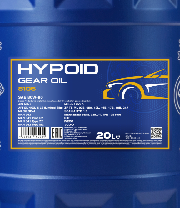 60 Liter (3x20) MANNOL Hypoid GetriebeÖl 80W-90 GL4/GL5 LS Getriebe Öl 80W90