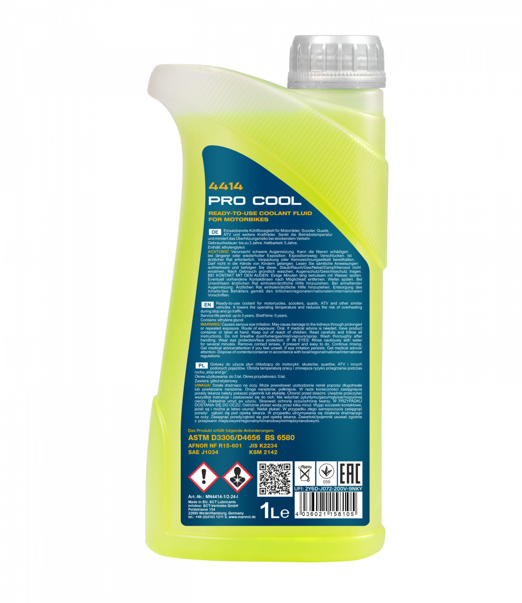 MANNOL Pro Cool Kühlerfrostschutz 4414 1 Liter Motorrad Roller Quad