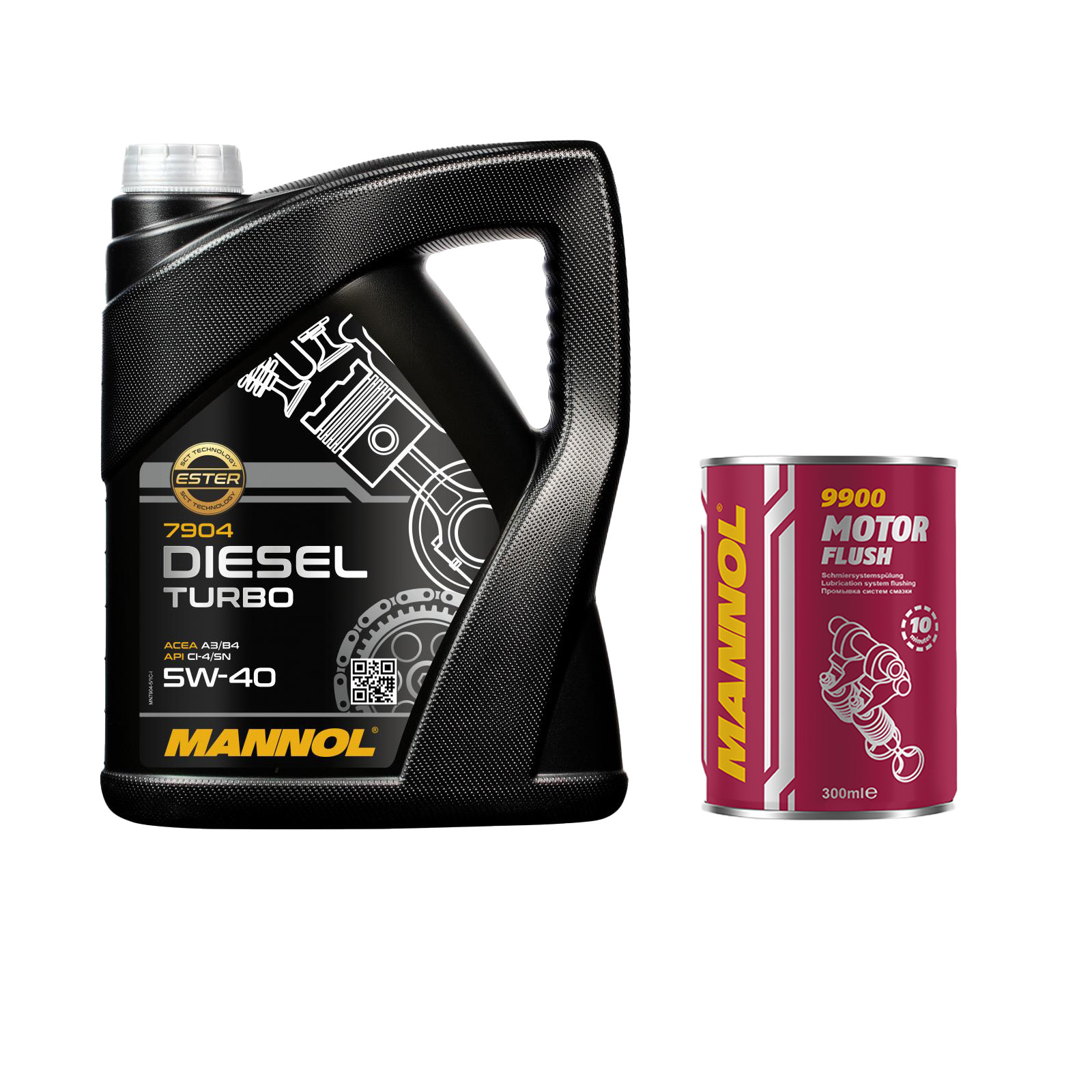 5 Liter MANNOL Diesel Turbo 5W-40 API CI-4/SN Motoröl 5W40 + 1x Motor Flush