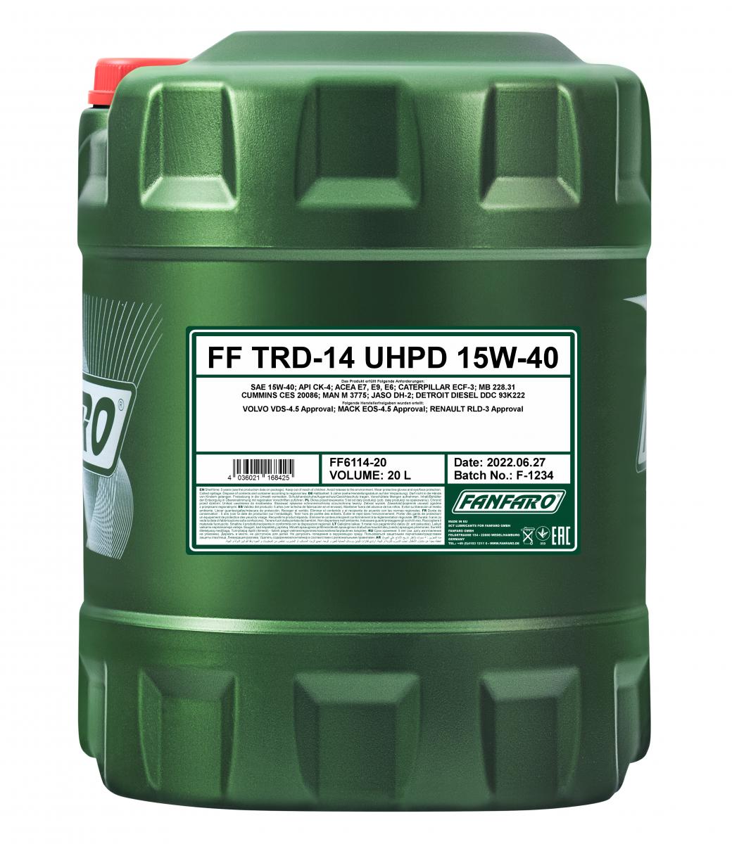 20 Liter (1x20) FANFARO TRD-14 UHPD 15W-40 API CK-4 Motoröl Schmierung