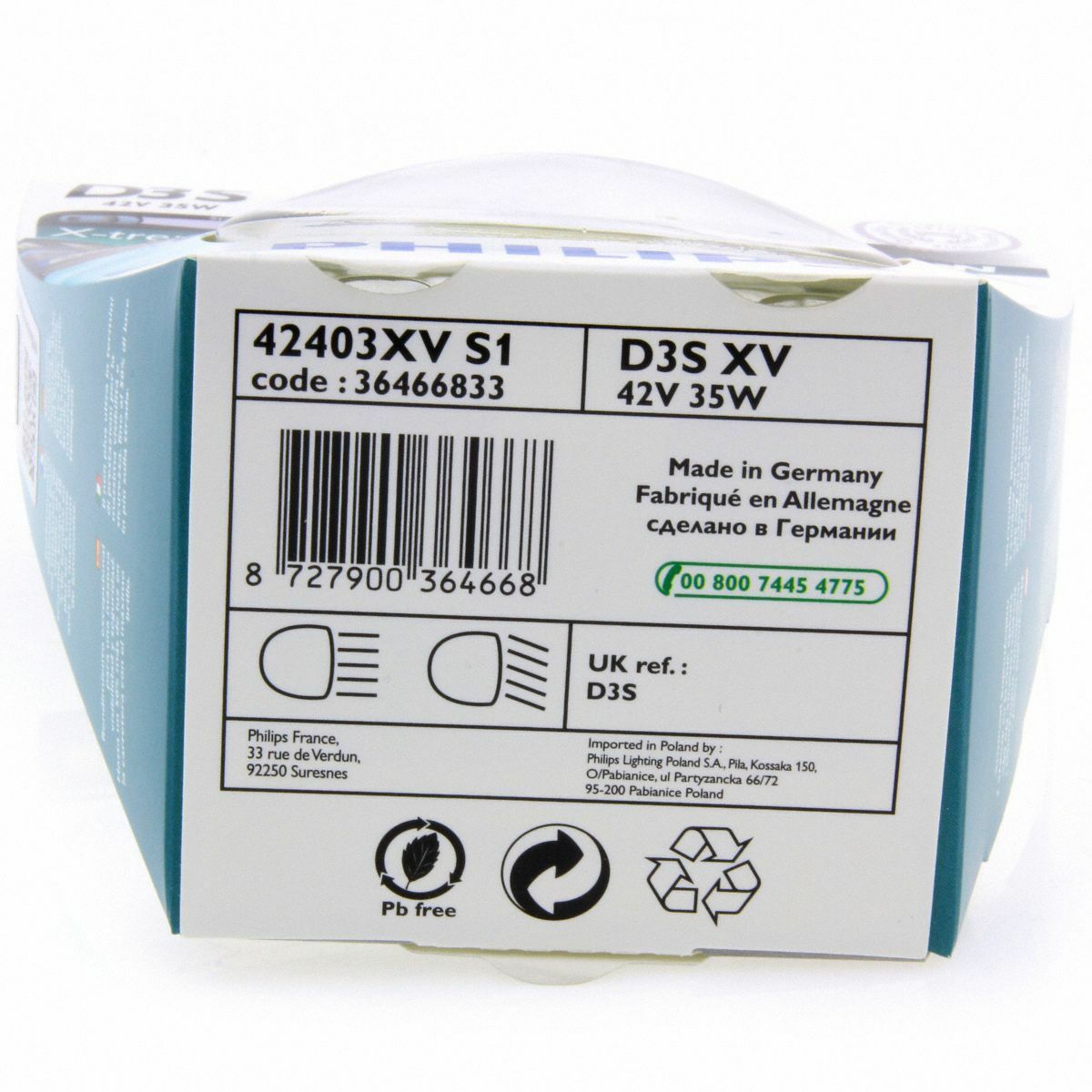 D3S Philips X-tremeVision 4800K 50% mehr Licht Xenon Brenner 42403XV 1 Stück