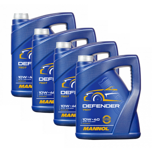 20 Liter (4x5) Mannol 7507 Defender 10W-40 Motoröl API SN passend für VW 501.01 505.00 MB229.1