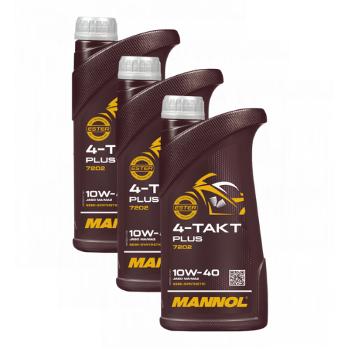 3 Liter (3x1) MANNOL 4-Takt Plus 10W-40 7202 API SL Motorradöl