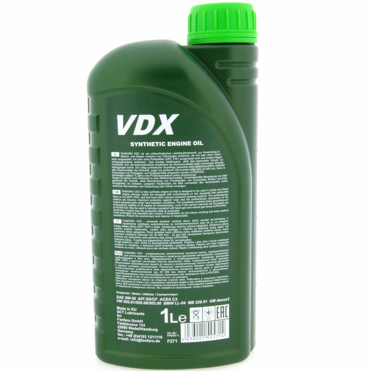 1 Liter FANFARO VDX 5W-30 Motoröl C3 passend für VW 502.00 BMW LL-04 MB 229.51 GM Dexos2