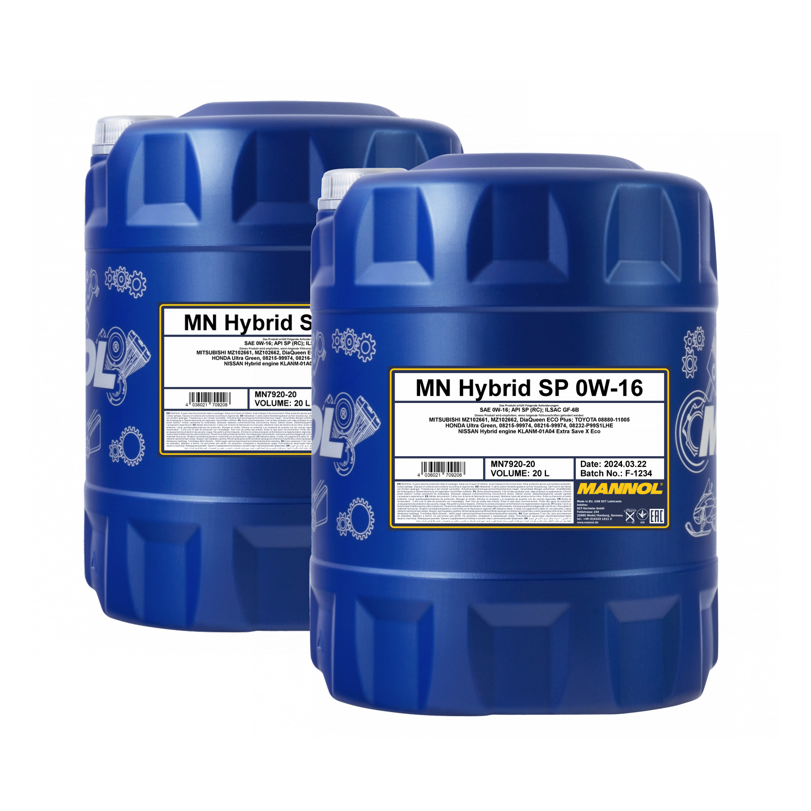 40 Liter (2x20) MANNOL Hybrid SP 0W-16 7920 API SP (RC) ILSAC GF-6B 40 Liter (2x20) MANNOL Hybrid SP 0W-16 7920 API SP (RC) ILSAC GF-6B
