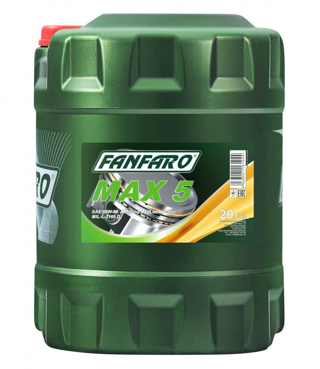 40 Liter (2x20) FANFARO MAX 5 80W-90 API GL-5 LS Getriebeöl MIL L 2105 D 40 Liter (2x20) FANFARO MAX 5 80W-90 API GL-5 LS Getriebeöl MIL L 2105 D