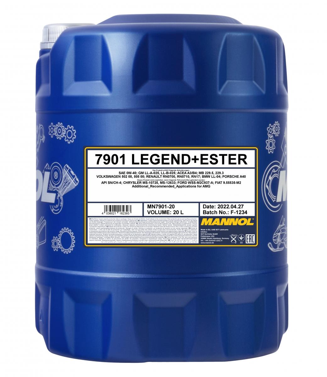 60 Liter (3x20) MANNOL Legend Ester 0W-40 7901 SN/CH-4 Motoröl + 1x Ablasshahn 60 Liter (3x20) MANNOL Legend Ester 0W-40 7901 SN/CH-4 Motoröl + 1x Ablasshahn