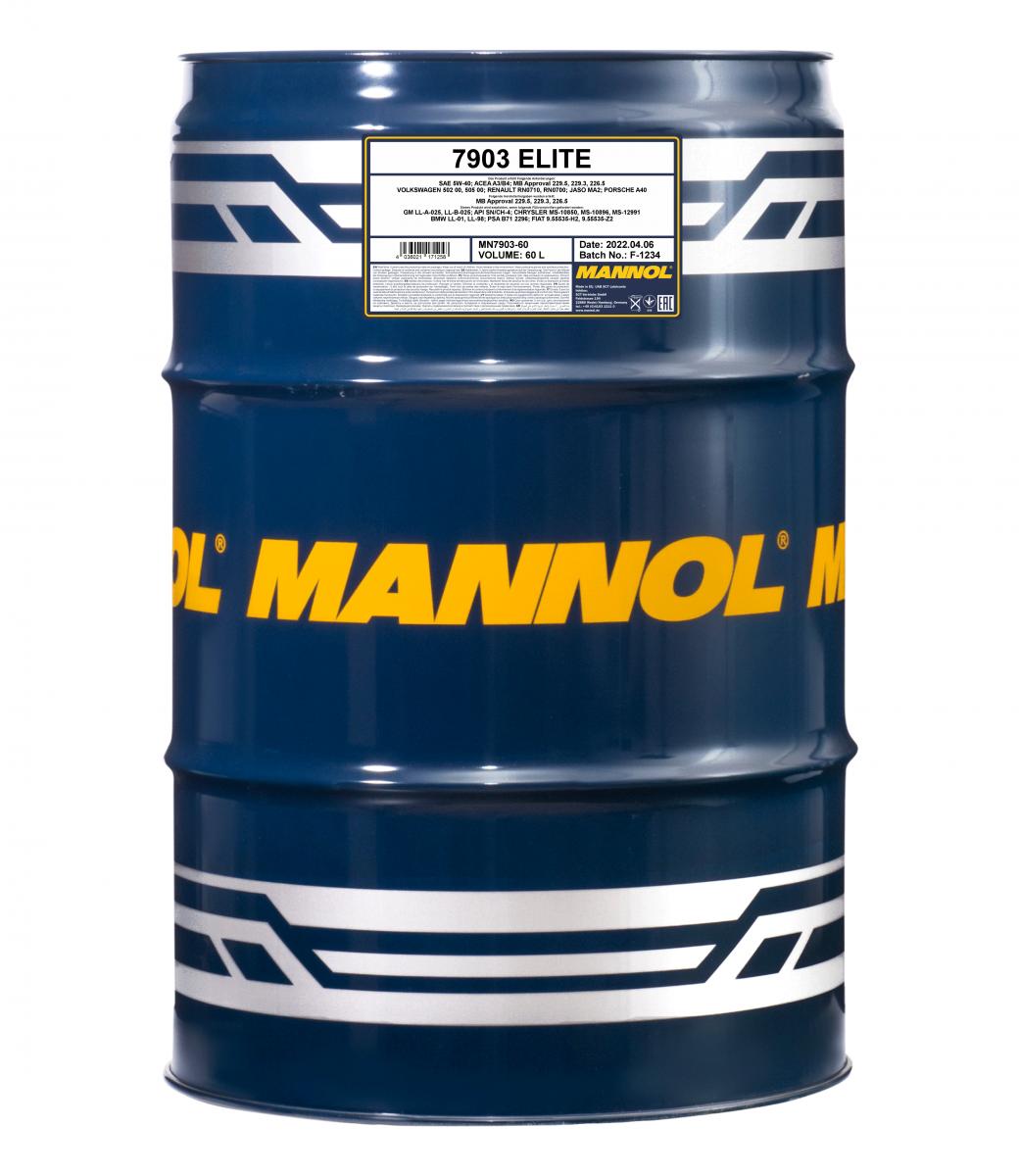 60 Liter MANNOL Elite 5W-40 7903 API SN CH-4 ACEA A3/B4 Motoröl