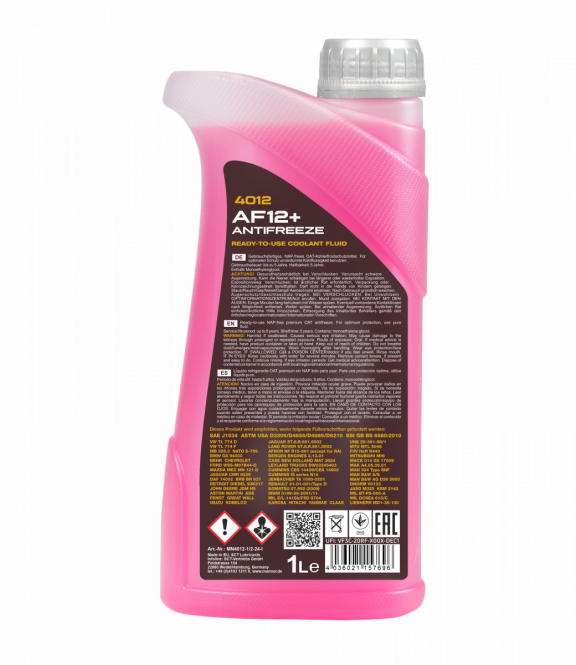 5 Liter (5x1) MANNOL Antifreeze AF12+ Frostschutz Fertiggemisch rot -40°C G12+