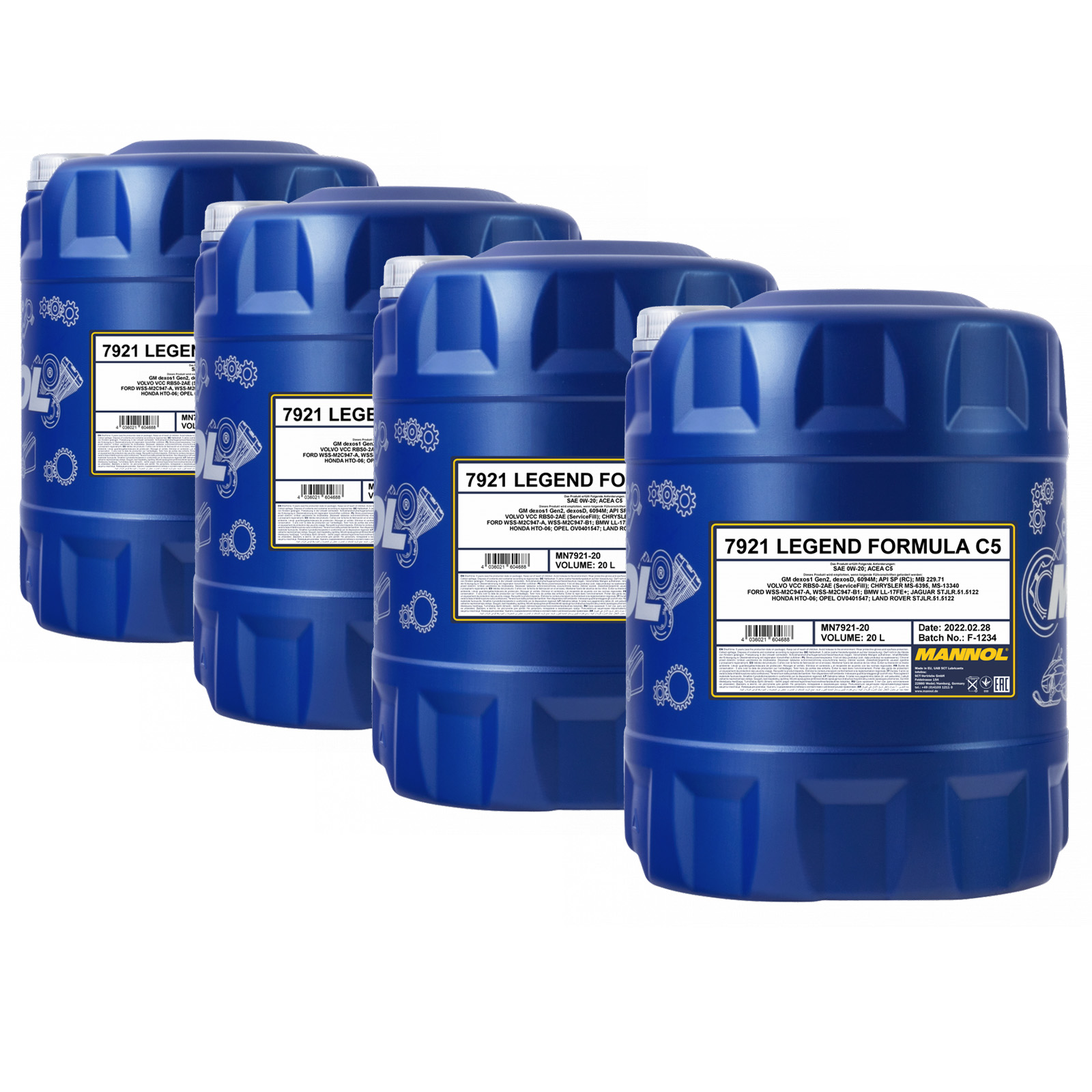 80 Liter (4x20) MANNOL Legend Formula C5 0W-20 7921 API SP (RC)