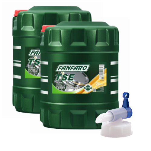 40 Liter FANFARO TSE 5W-30 SN CH-4 Motoröl A3 B3 MB 229.1 passend für VW 505.00 + Ablasshahn