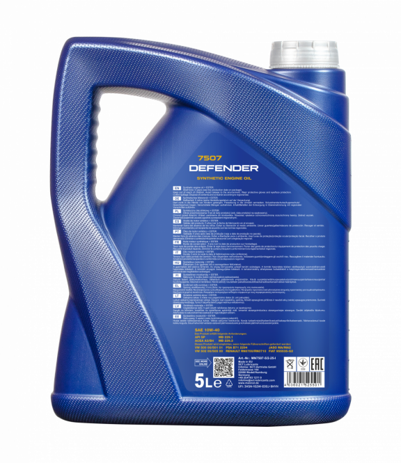 5 Liter Mannol 7507 Defender 10W-40 Motoröl API SN passend für VW 501.01 / 505.00 MB229.1