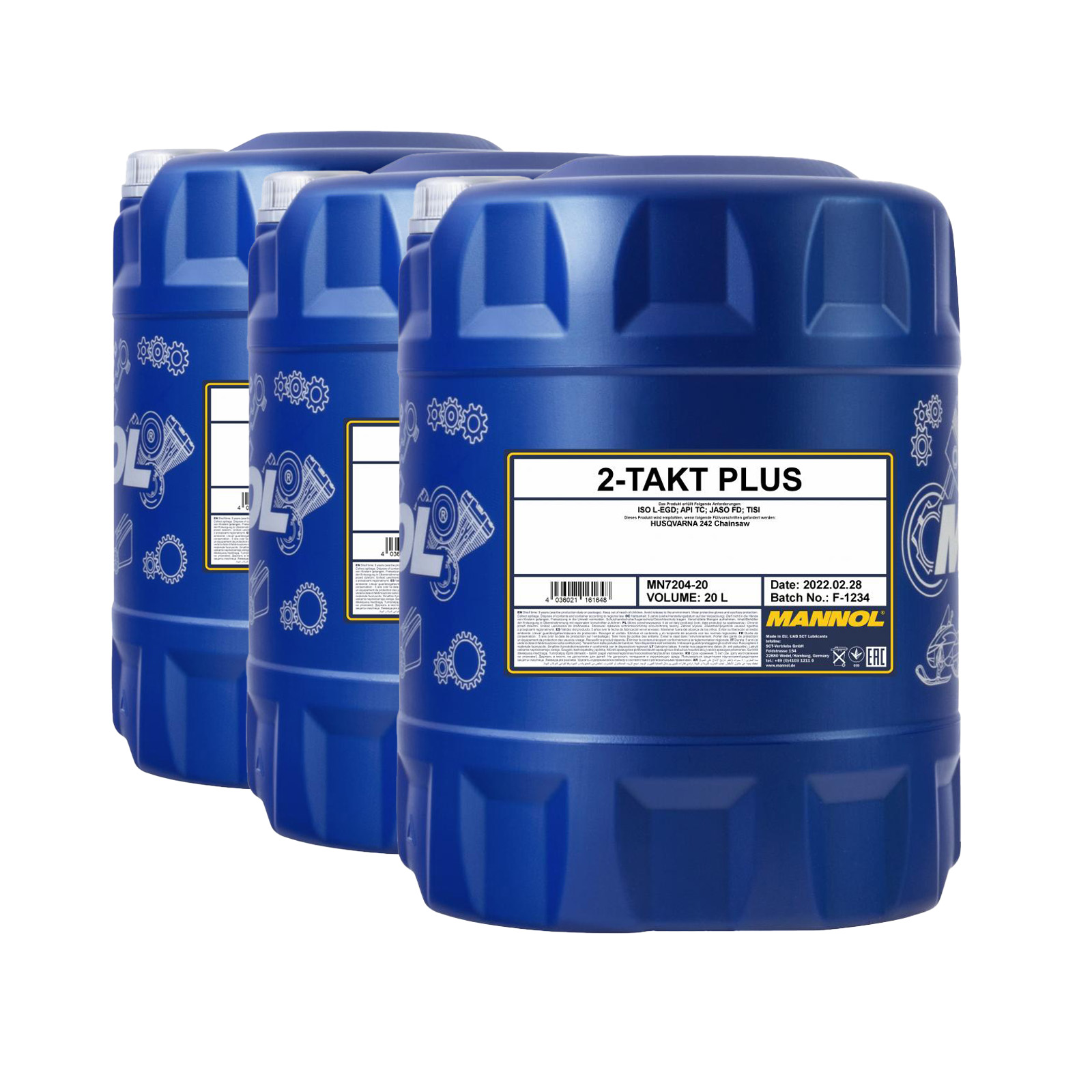 60 Liter (3x20) MANNOL 2-Takt Plus 7204 API TC JASO FD ISO L-EGD TISI Motoröl