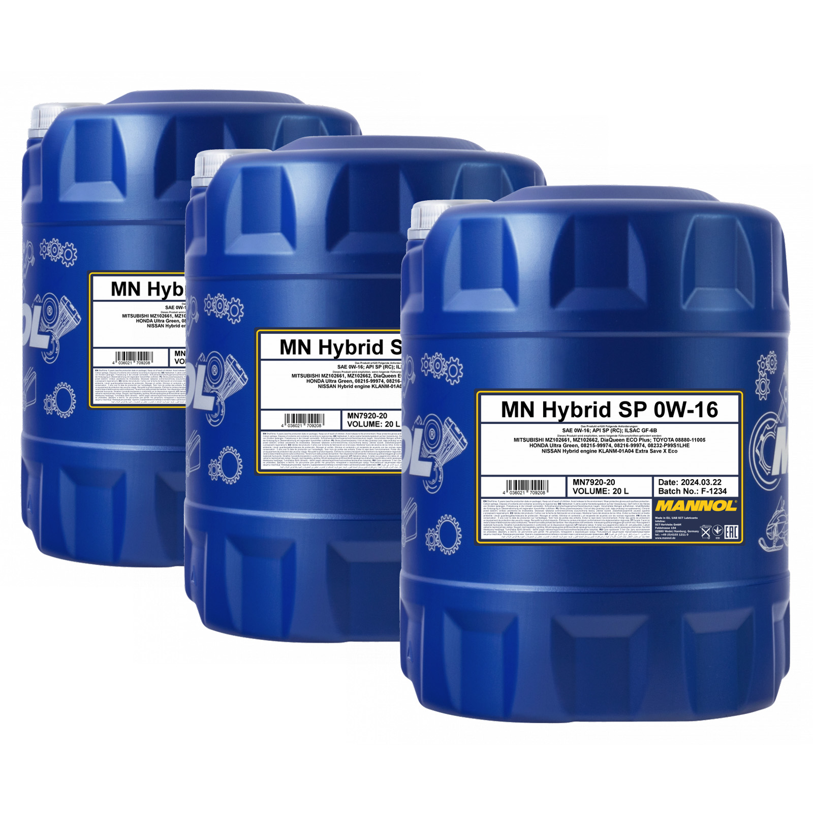 60 Liter (3x20) MANNOL Hybrid SP 0W-16 7920 API SP (RC) ILSAC GF-6B 60 Liter (3x20) MANNOL Hybrid SP 0W-16 7920 API SP (RC) ILSAC GF-6B