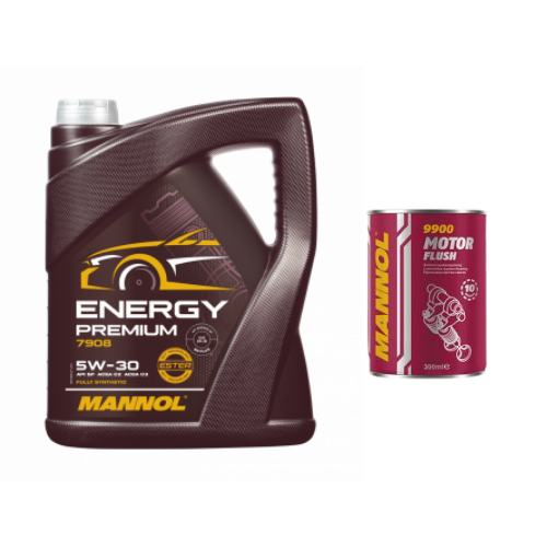 1x 5 Liter MANNOL Energy Premium 7908 5W-30 Motoröl API SP + 1x Motor Flush
