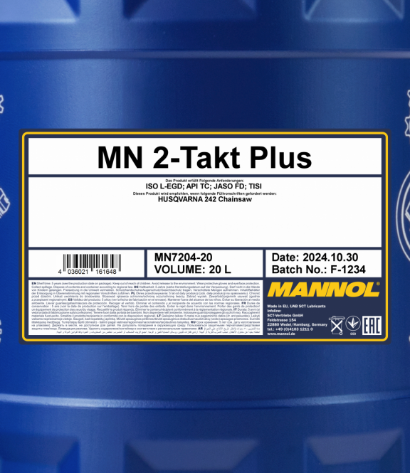 20 Liter MANNOL 2-Takt Plus 7204 API TC JASO FD ISO L-EGD TISI Motoröl