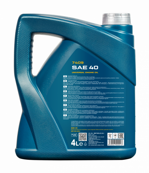 4 Liter MANNOL SAE 40 7409 API CH-4/SJ Einbereichsmotorenöl
