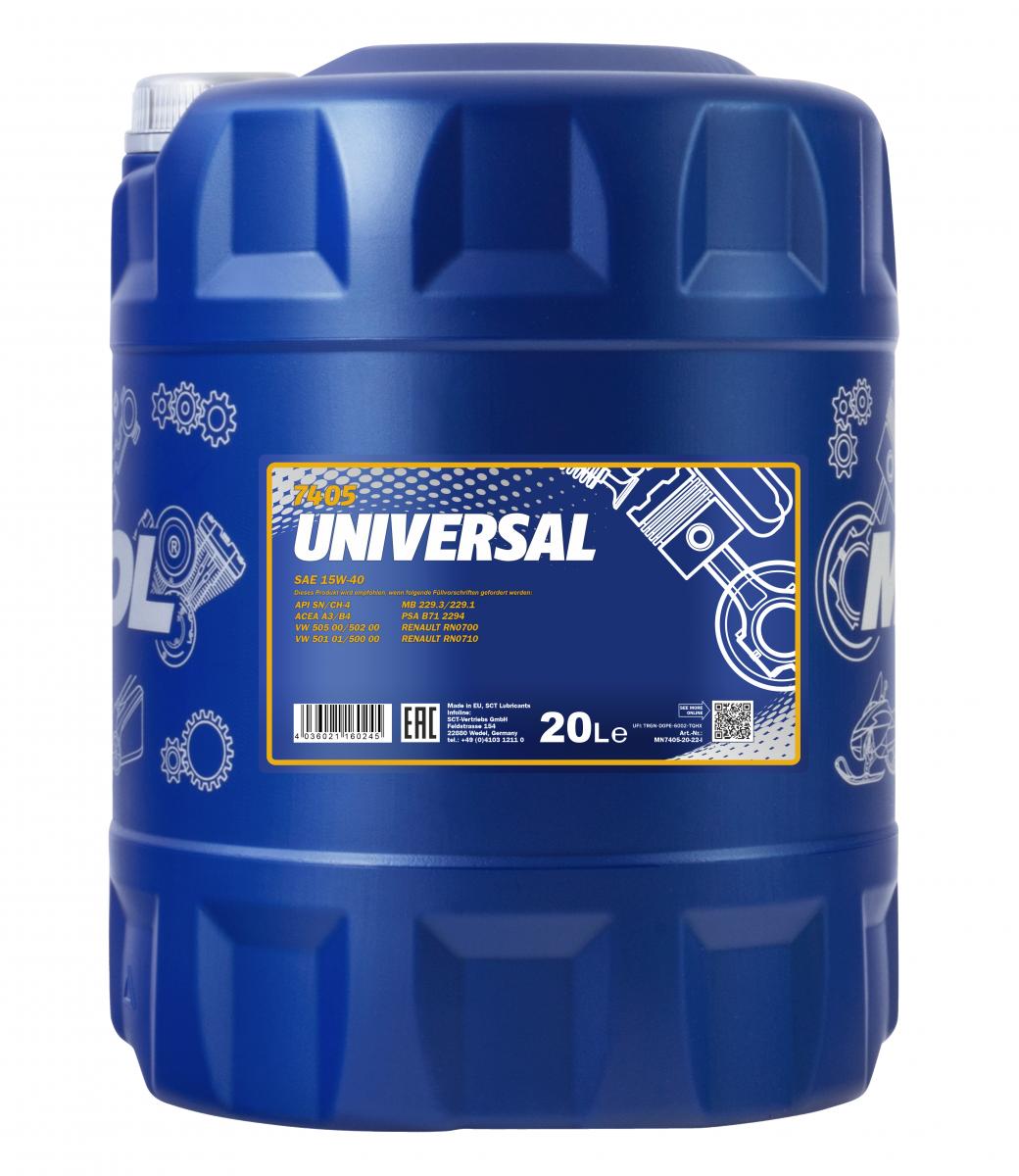 40 Liter MANNOL Universal Motoröl 15W-40 Motoröl API SN CH-4 4036021160245