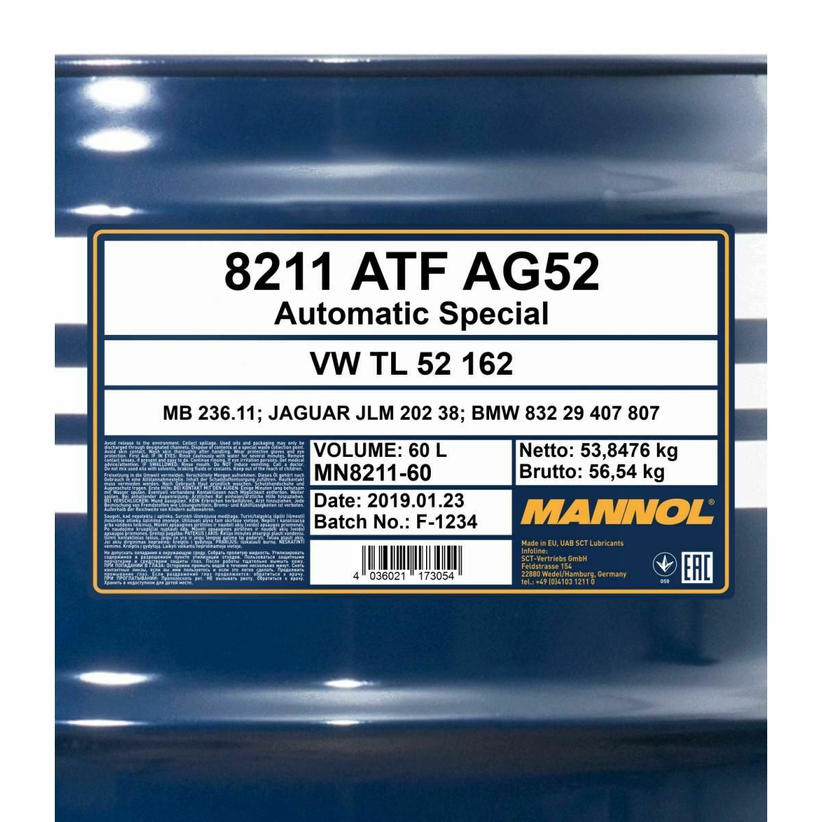 60 Liter MANNOL ATF AG52 Automatic Special Getriebeöl Automatikgetriebe