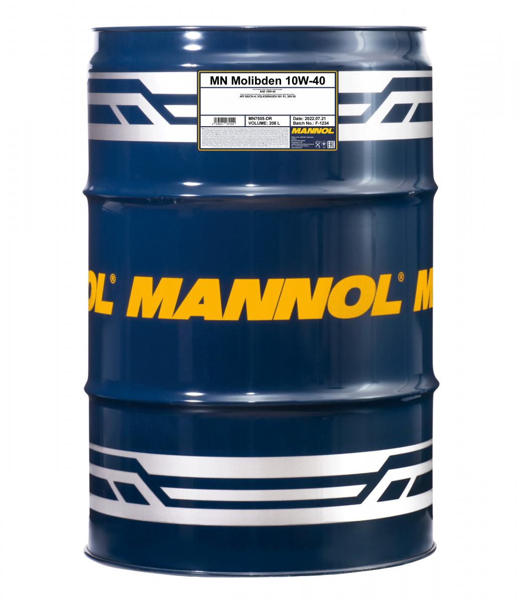 208 Liter MANNOL Molibden Benzin 10W-40 API SL CH-4 Motoröl 10W40 208 Liter MANNOL Molibden Benzin 10W-40 API SL CH-4 Motoröl 10W40