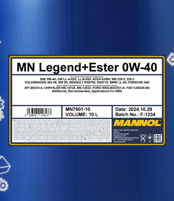 10 Liter MANNOL Legend Ester 0W-40 7901 SN/CH-4 ACEA A3/B4 Motoröl