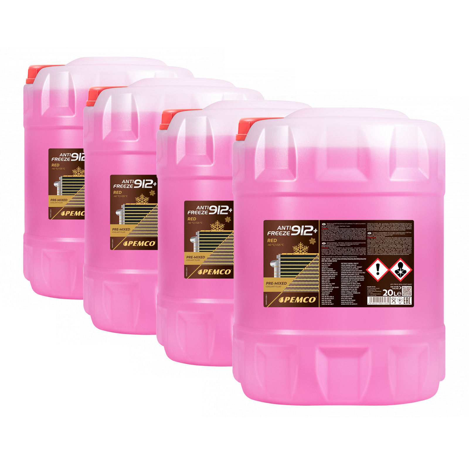 80 Liter (4x20) PEMCO Antifreeze 912+ Kühlerfrostschutz bis -40C rot PM0912 80 Liter (4x20) PEMCO Antifreeze 912+ Kühlerfrostschutz bis -40C rot PM0912