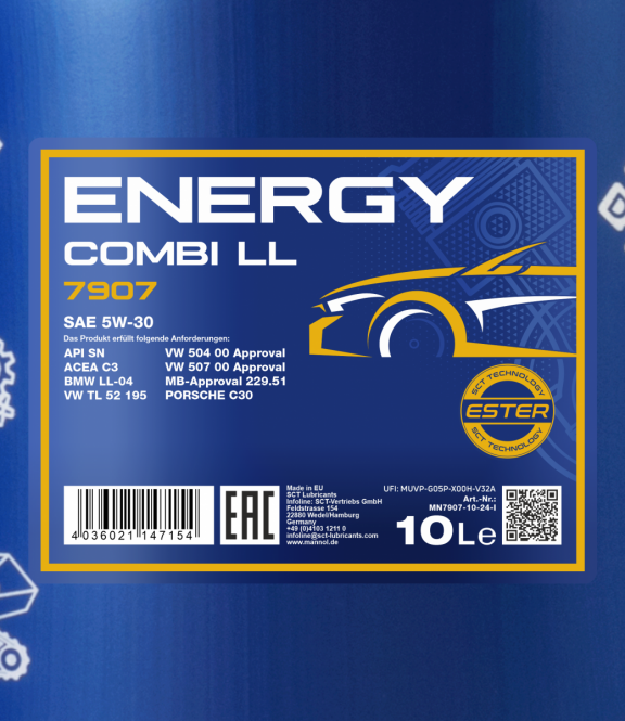 10 Liter MANNOL Energy Combi LL 5W-30 API SN 5W30 passend für VW BMW MERCEDES