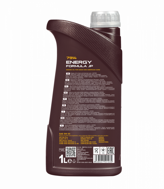 10 Liter (10x1) MANNOL Energy Formula JP 7914 5W-30 API SN Plus Motoröl