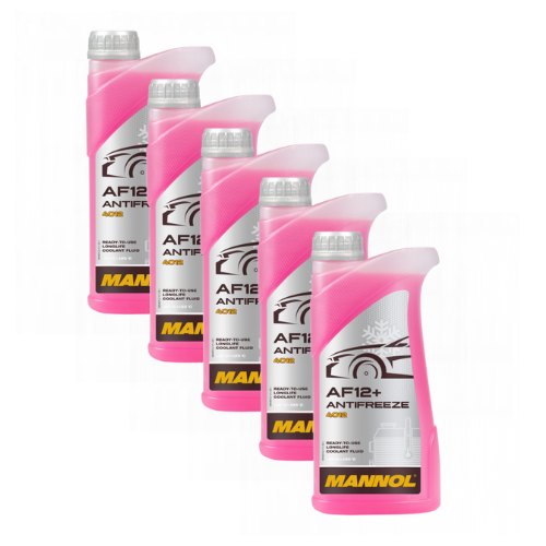 5 Liter (5x1) MANNOL Antifreeze AF12+ Frostschutz Fertiggemisch rot -40°C G12+