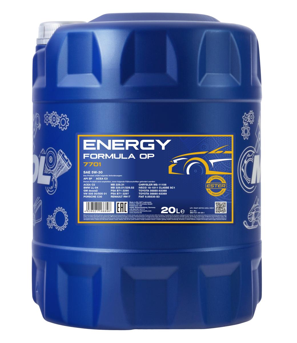 20 Liter MANNOL Energy Formula OP 7701 5W-30 API SP Motoröl
