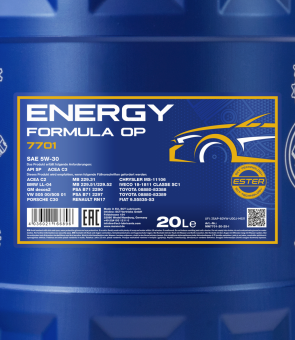 40 Liter (2x20) MANNOL Energy Formula OP 7701 5W-30 API SP Motoröl