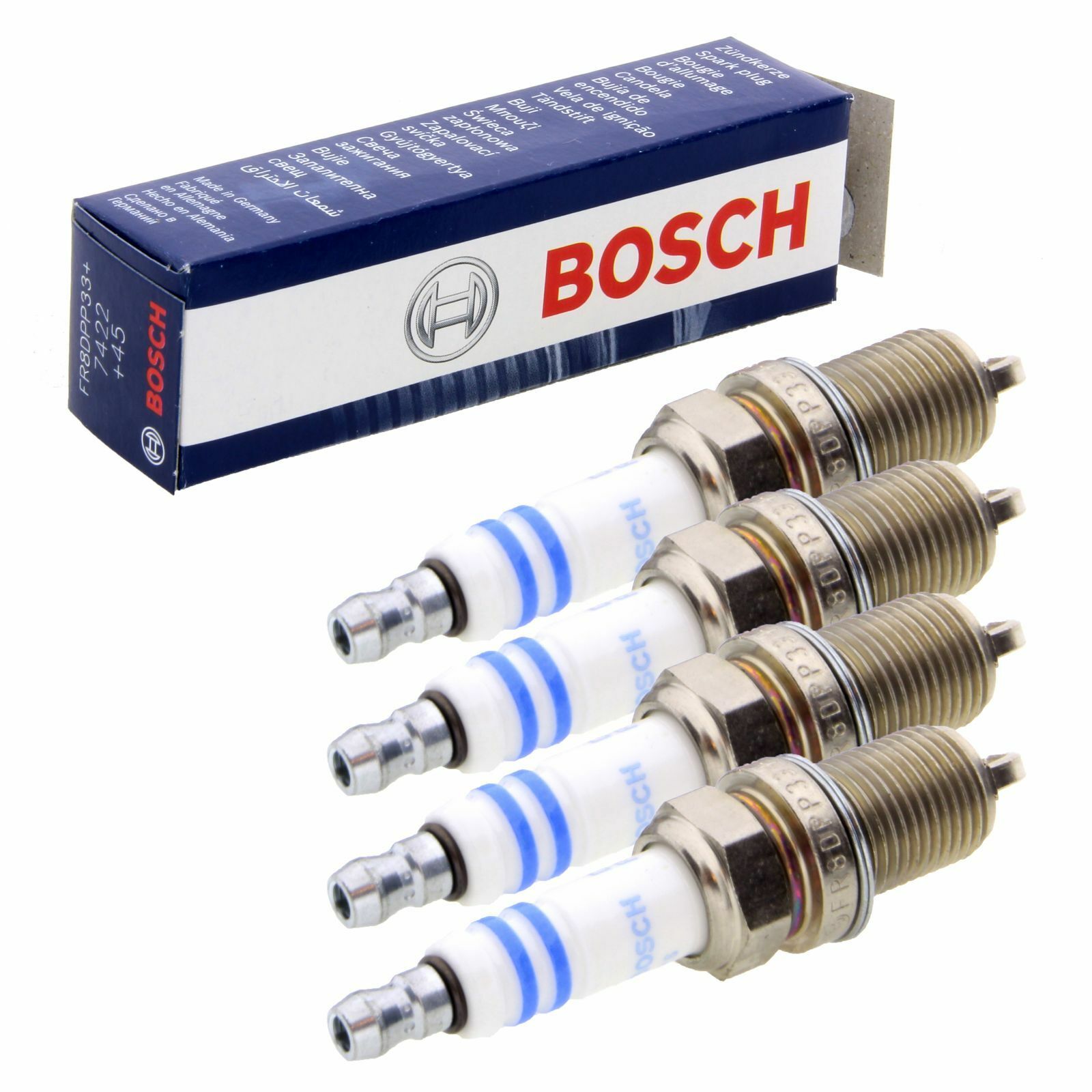 4x BOSCH FR8DPP33 Zündkerzen passend für Alfa Romeo Chrysler Kia Mercedes Suzuki Toyota
