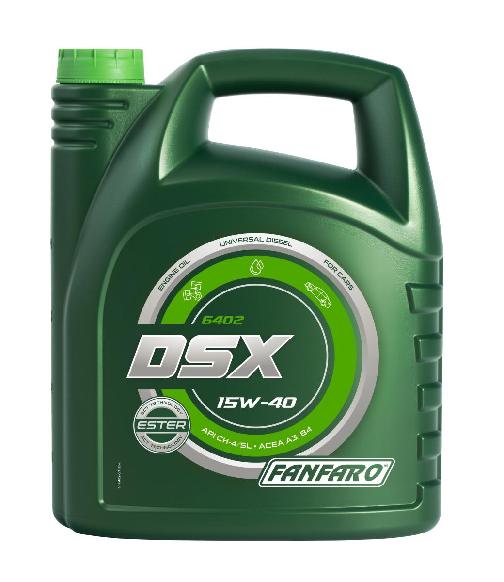5 Liter FANFARO DSX 15W-40 CH-4/SL Motoröl E3 B3 A3 passend für VW 505.00 501.00 MB 229.1