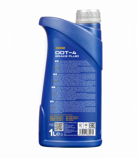 MANNOL 1 Liter MN3002-1 DOT-4 Brake Fluid Bremsflüssigkeit SAE J1703 MANNOL 1 Liter MN3002-1 DOT-4 Brake Fluid Bremsflüssigkeit SAE J1703