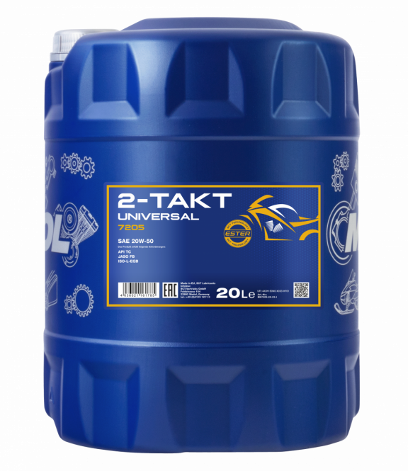 20 Liter MANNOL 2-Takt Universal 7205 API TC JASO FB Motorradöl + 4x Motor Flush