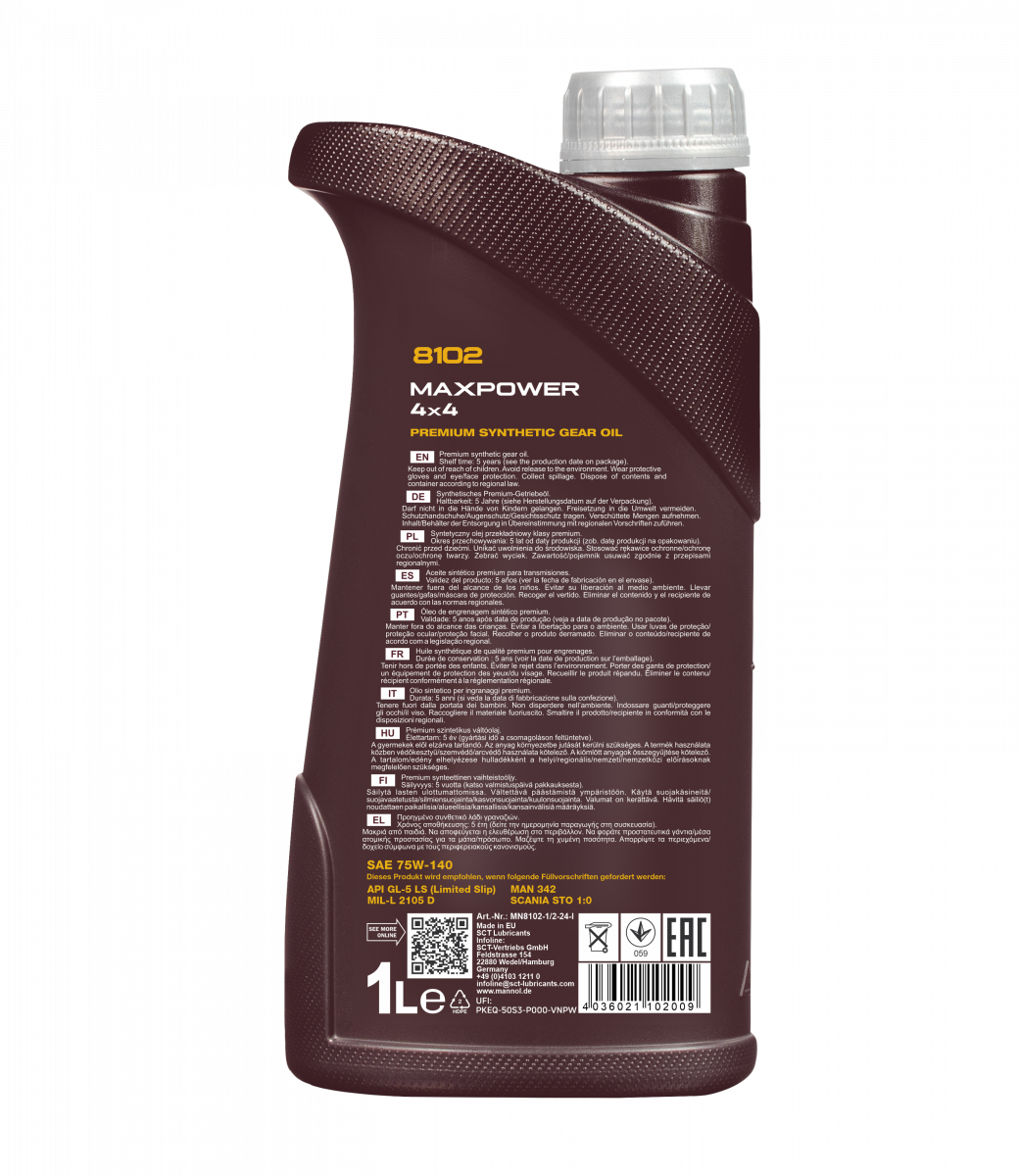10 Liter (10x1) MANNOL Maxpower 4x4 75W-140 API GL 5 LS Getriebeöl 75W140