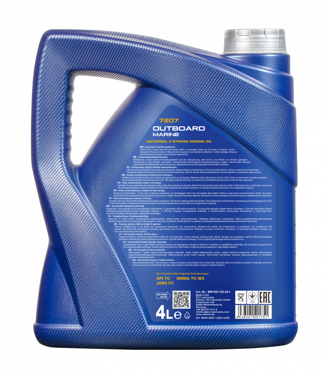 4 Liter MANNOL 7207 Outboard NMMA TC-W3 Marine 2-Takt Außenborderöl API TC