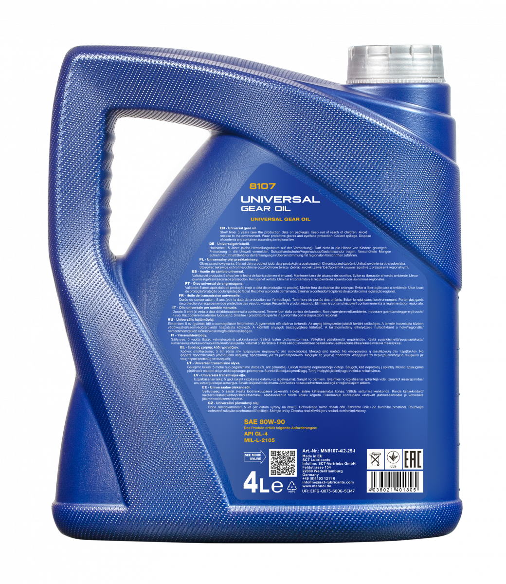 4 Liter MANNOL 8107 Universal Getriebeöl 80W-90 API GL4 80W90 Schaltgetriebeöl