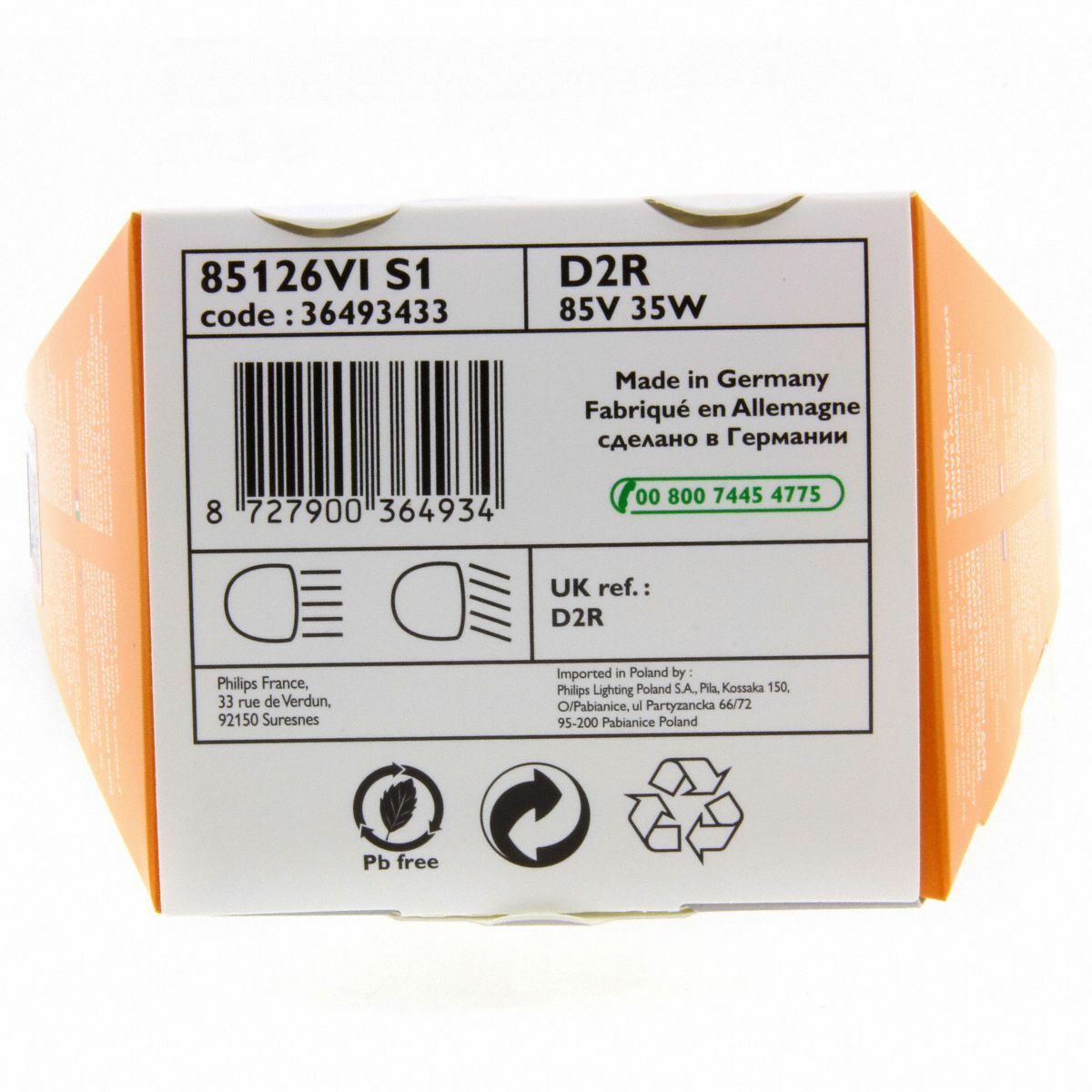 D2R Philips Vision Xenon Brenner 85126VI homologiert mit 4600K Effekt 1 Stück