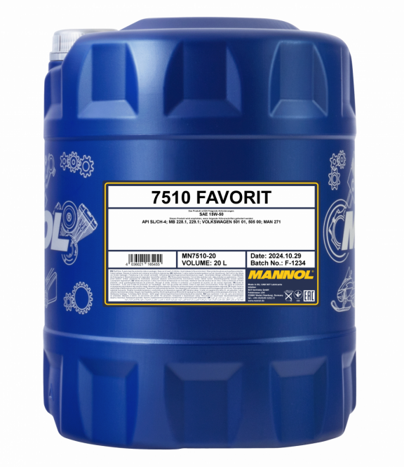 20 Liter MANNOL Favorit 15W-50 15W50 API SL CH-4 Motoröl ÖL 4036021165455