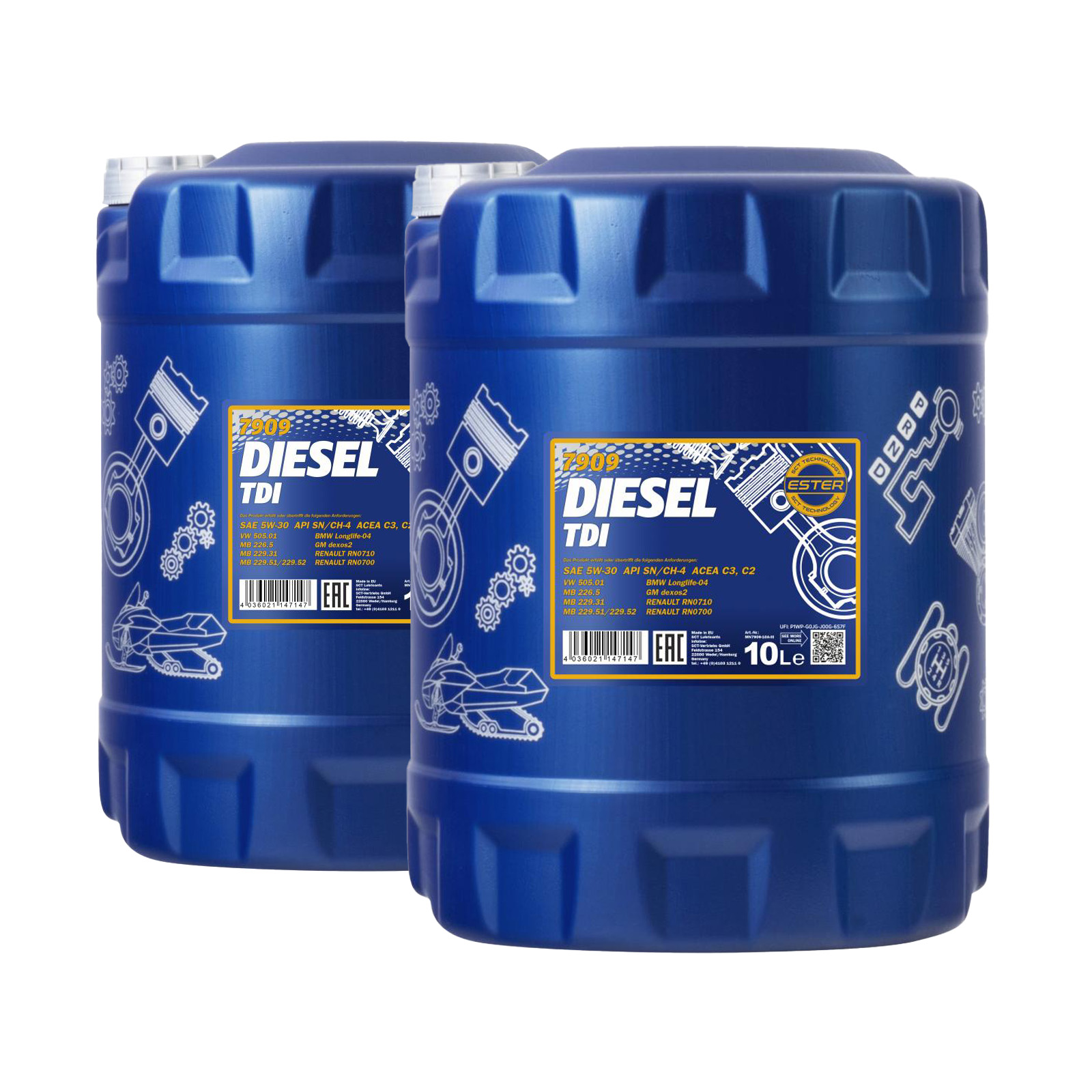 20 Liter (2x10) MANNOL Diesel TDI Motoröl 5W-30 API SN CH-4 5W30