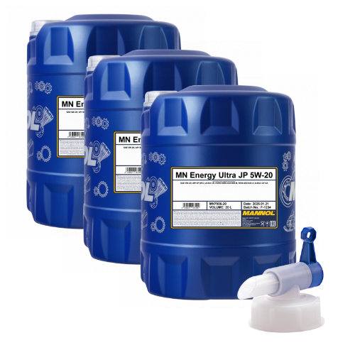 60 Liter (3x20) MANNOL Energy Ultra JP 5W-20 API SP (RC) Motoröl + Ablasshahn