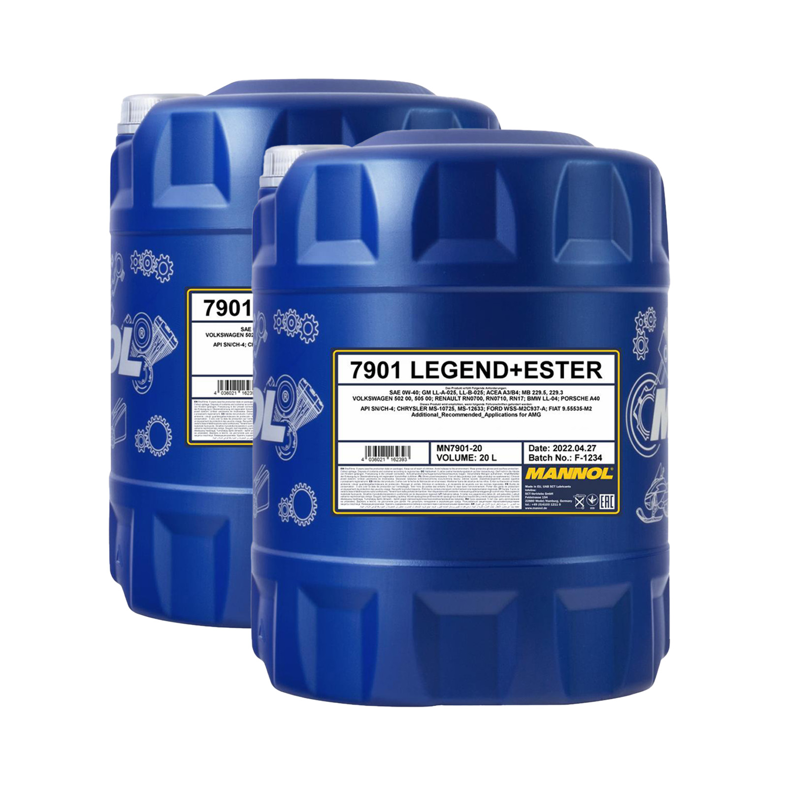 40 Liter (2x20) MANNOL Legend Ester 0W-40 7901 SN/CH-4 ACEA A3/B4 Motoröl 40 Liter (2x20) MANNOL Legend Ester 0W-40 7901 SN/CH-4 ACEA A3/B4 Motoröl