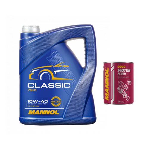 1x5 Liter MANNOL Classic 10W-40 API SN/CH-4 Motoröl 10W40 1x Motor Flush